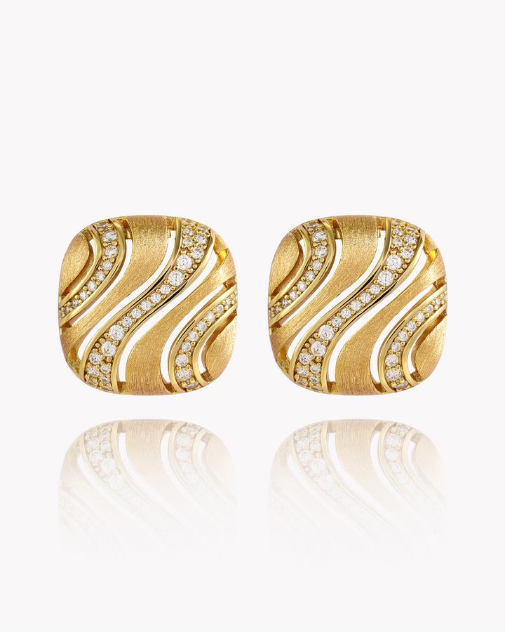 Diamond Wave Cushion Stud Earrings