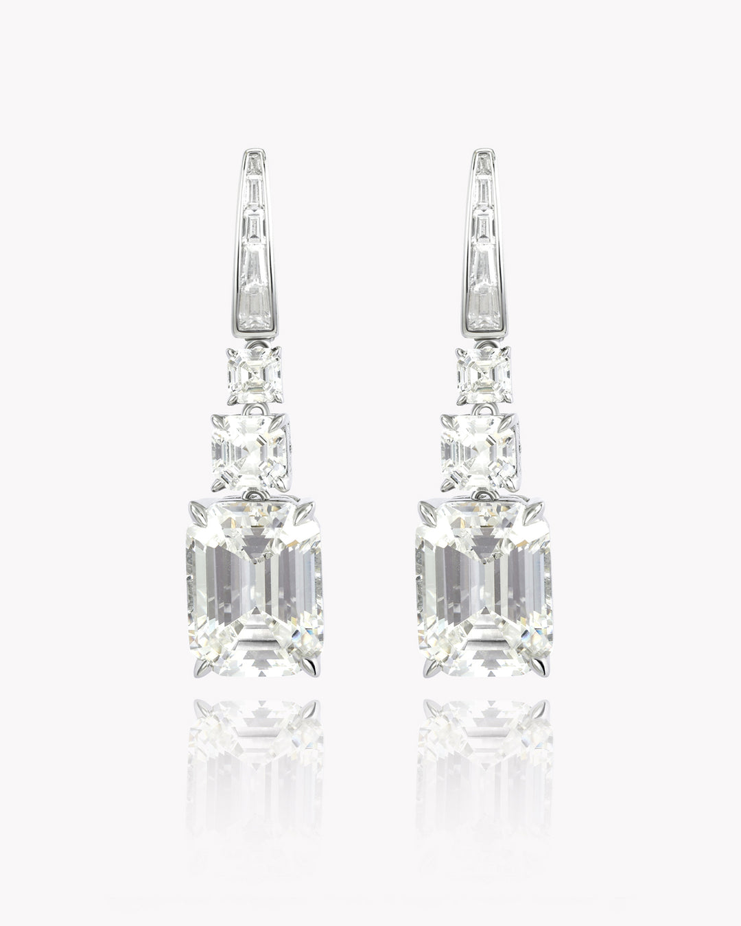 Trio Drop Earrings with Emerald Cut Diamond