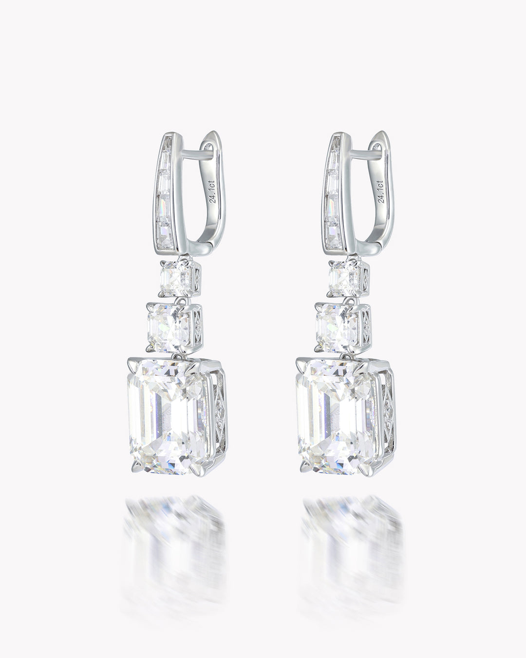 Trio Drop Earrings with Emerald Cut Diamond