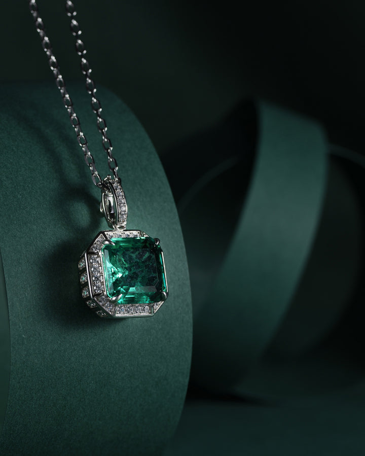 Classic Asscher Cut Emerald Pendant