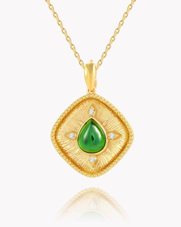 Emerald Pendant with Sunken Gold Base