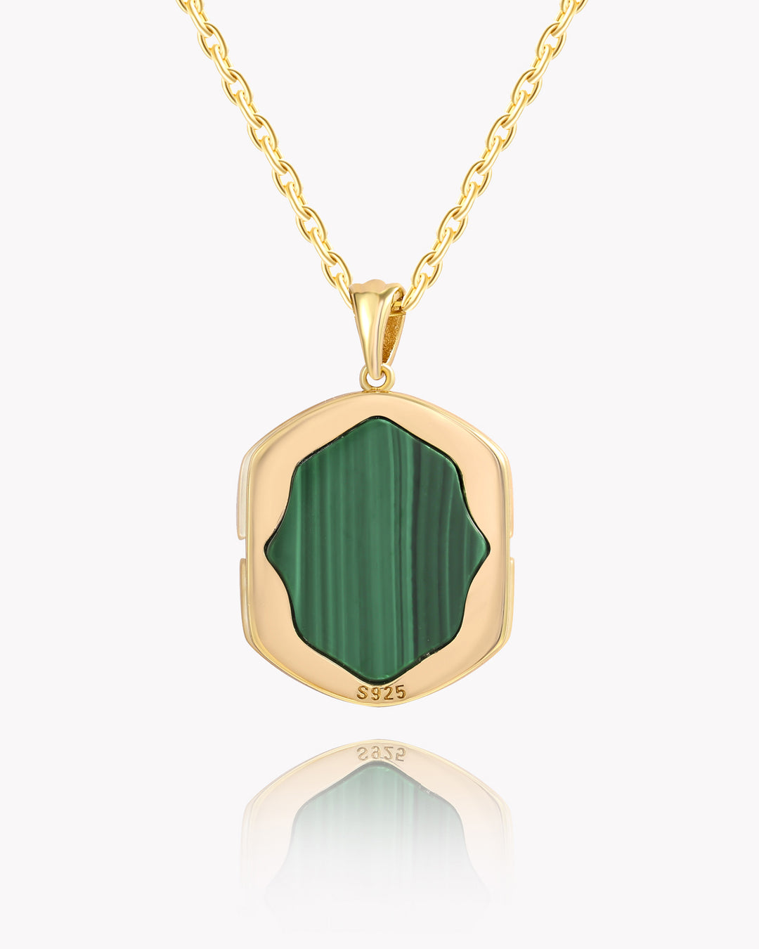 Malachite Centerpiece on Mother-of-Pearl Hexagonal Pendant