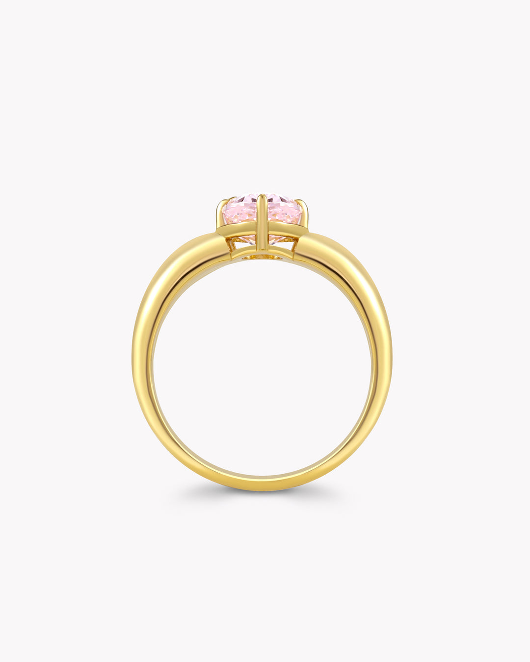 Chunky Gold Band Ring with a Pink Diamond