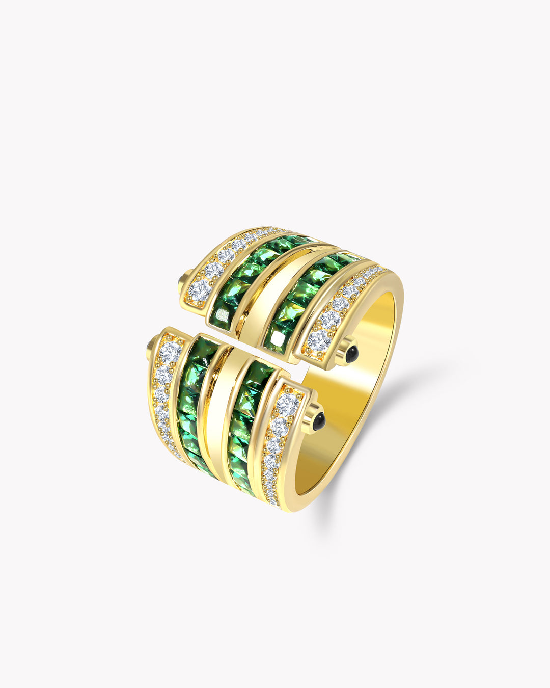 Front-Open Gold Band Ring in Art Deco Style