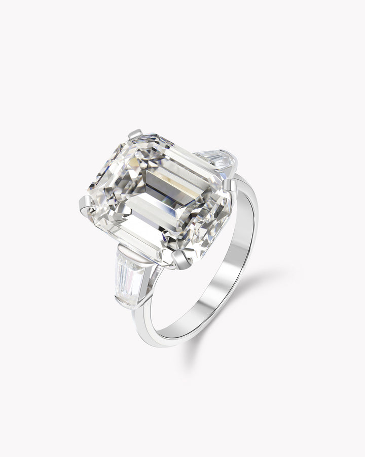 Classic Emerald Cut Diamond Ring with Side Stones