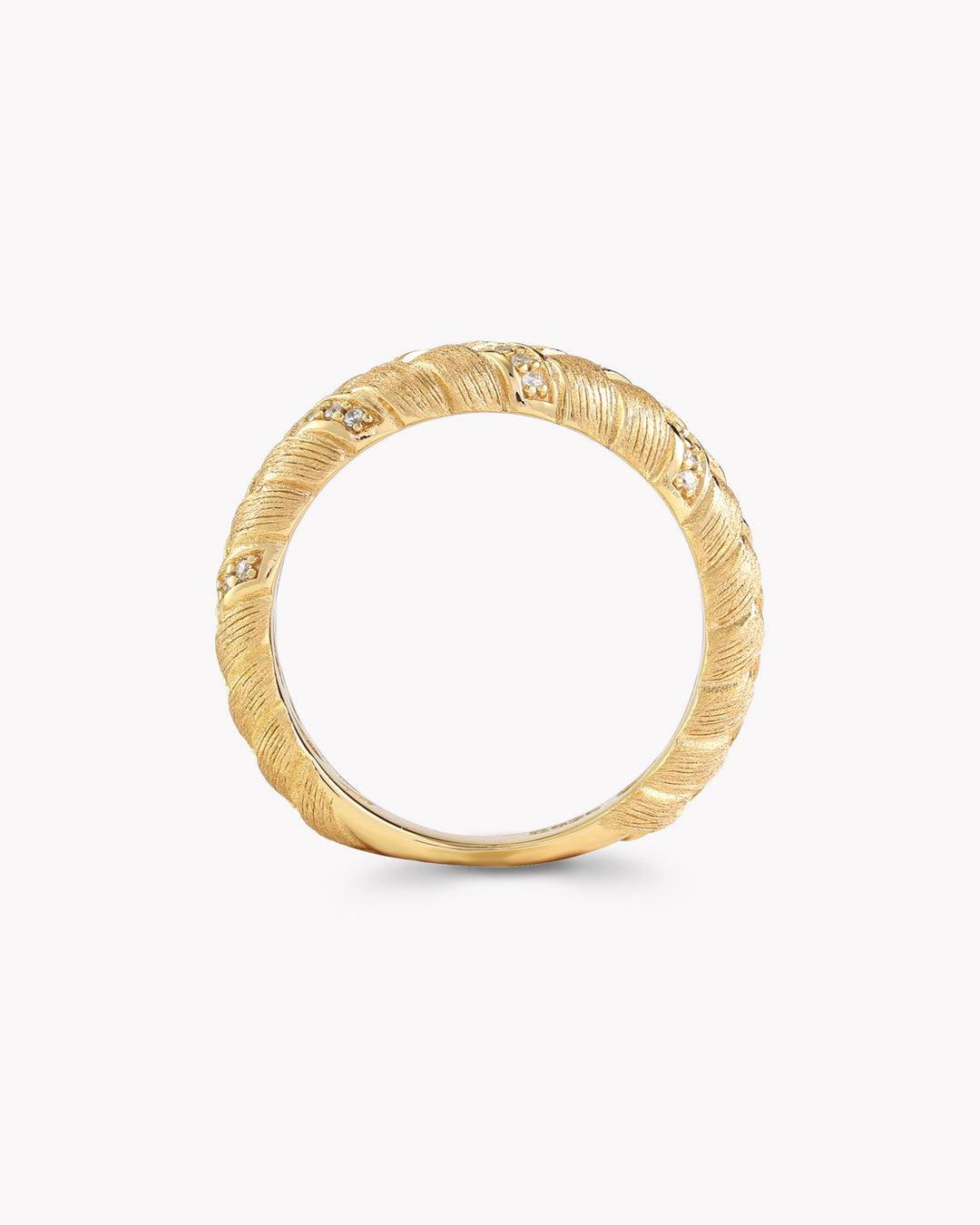 Golden Cross Weave Ring with Diamonds