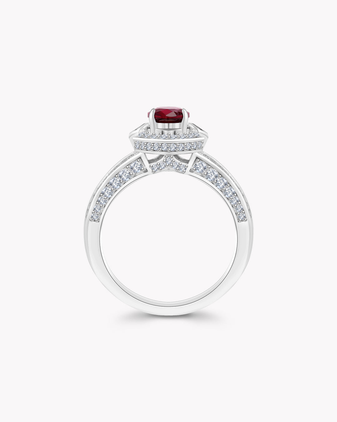 Oval Ruby Halo Diamond Ring