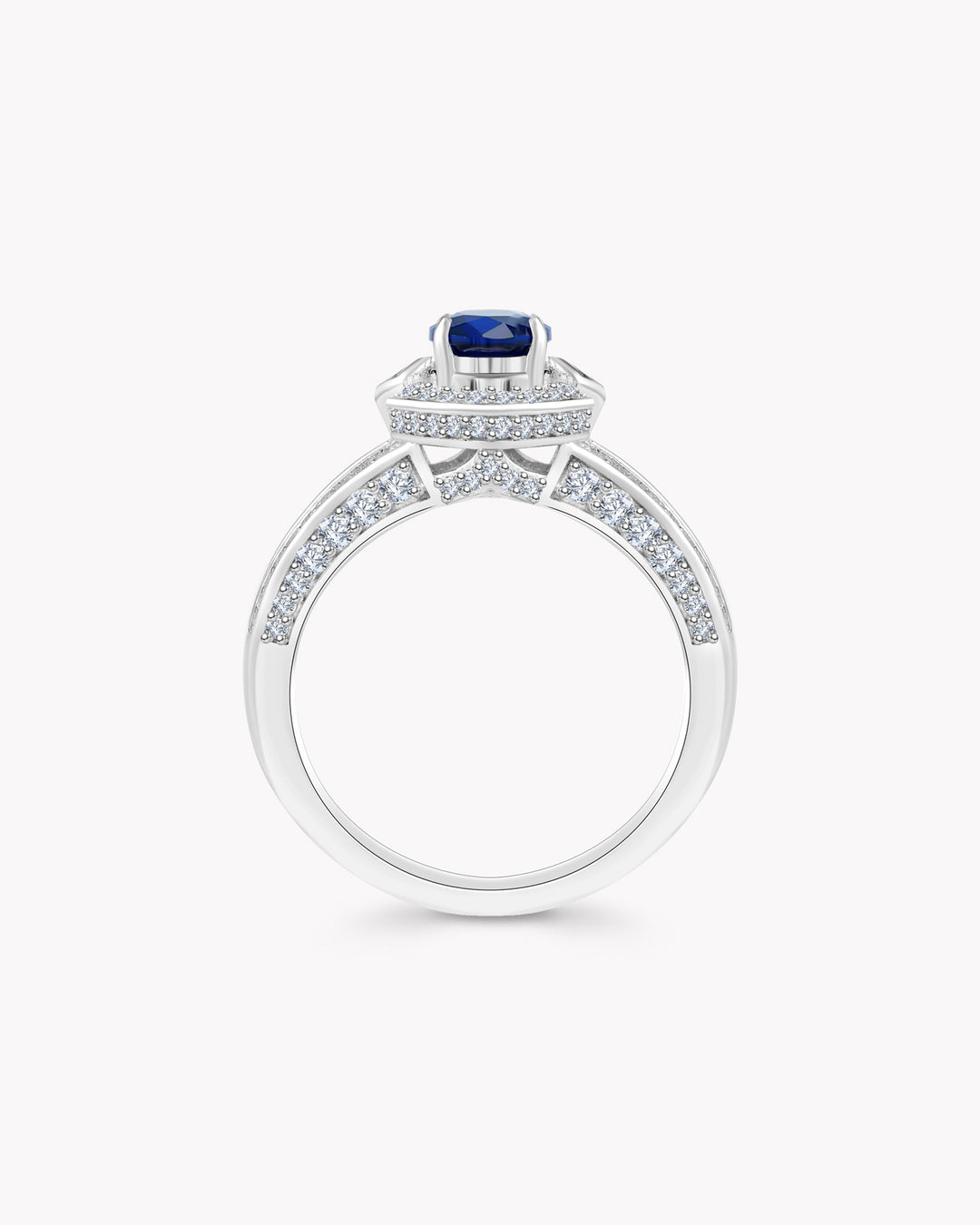 Oval sapphire Halo Diamond Ring