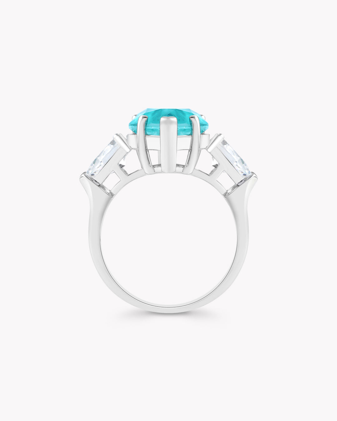 Tear of Joséphine: Pear Cut Blue-Green Diamond Ring with White Diamond Accents