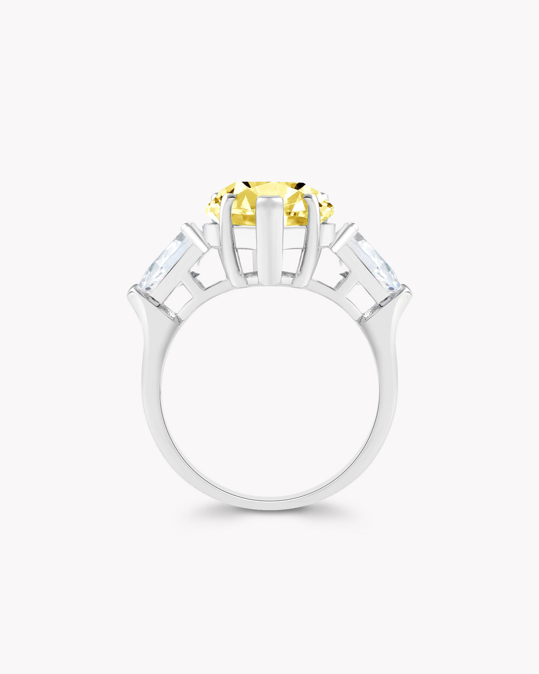 Tear of Joséphine: Pear Cut Yellow Diamond Ring with White Diamond Accents