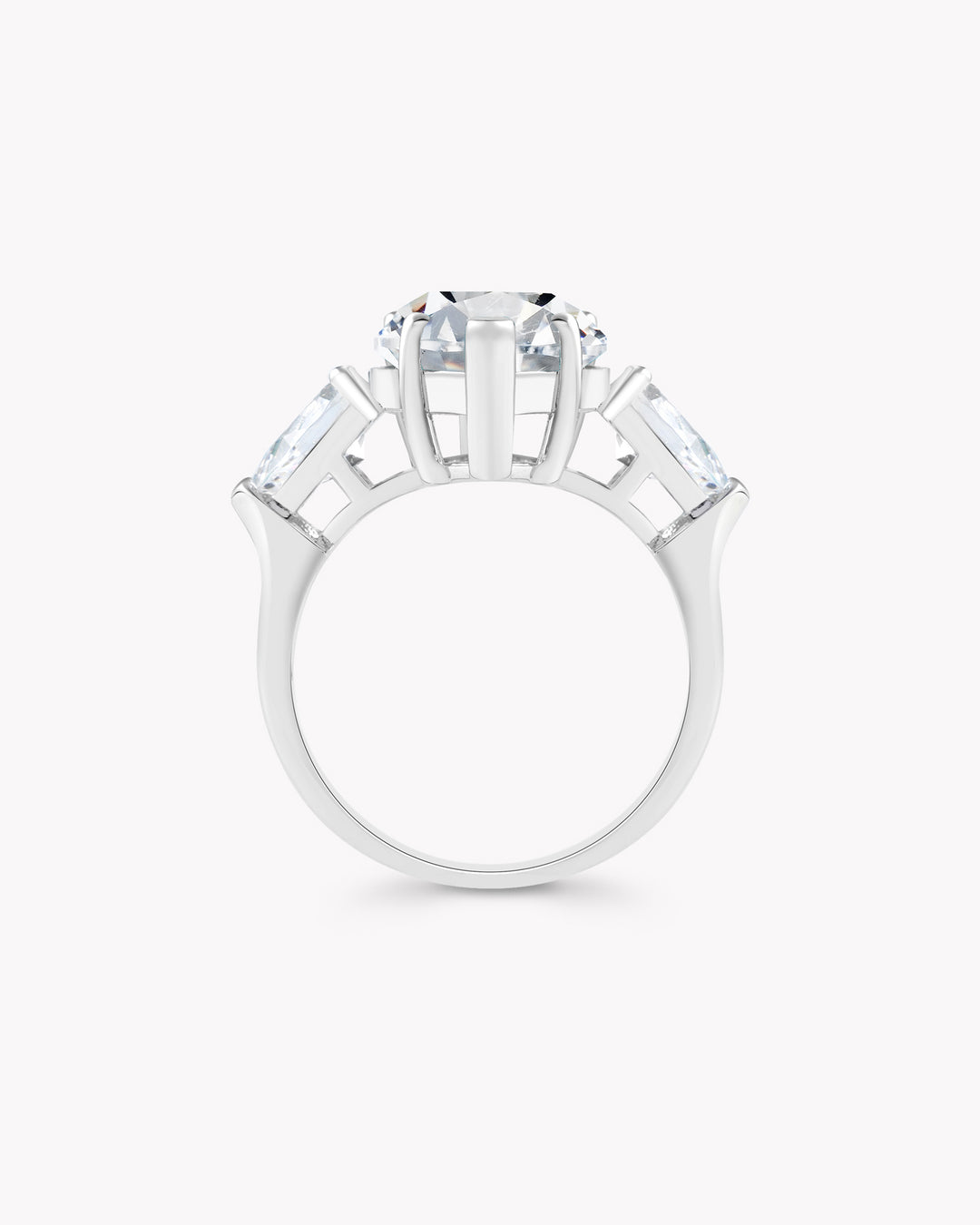 Tear of Joséphine: Pear Cut White Diamond Ring with White Diamond Accents