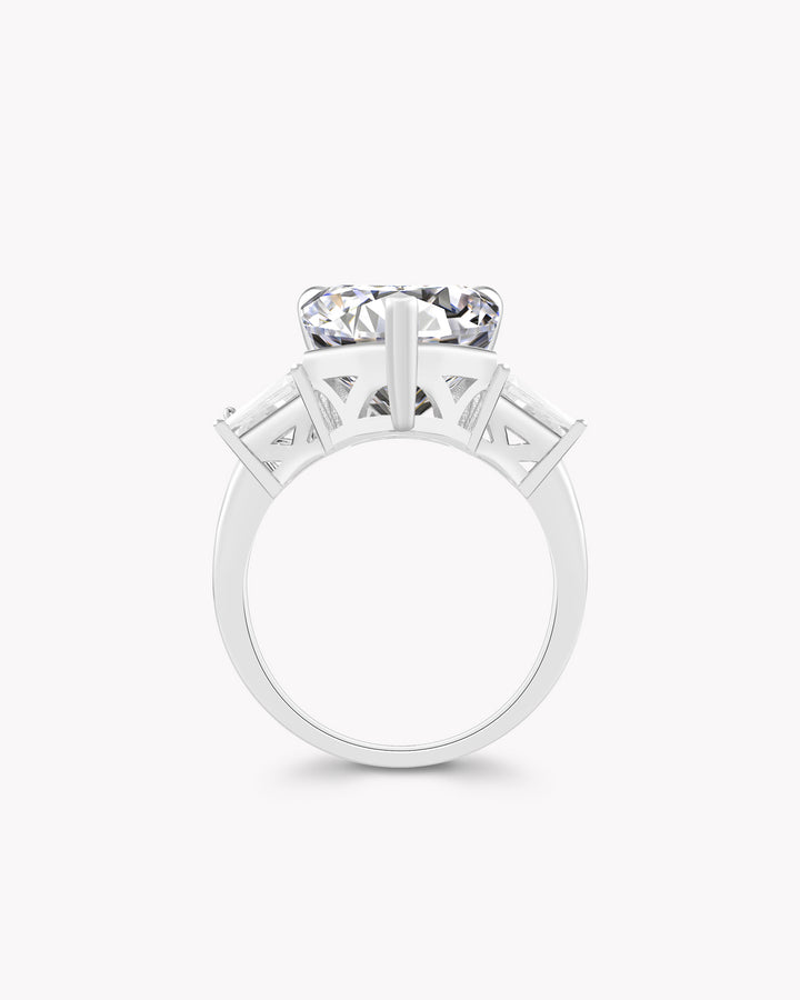 Pear Cut Diamond Ring with Trapezoid Accents