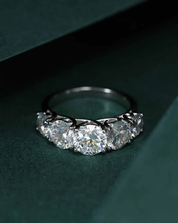 Five-Stone Round Diamond Platinum Ring