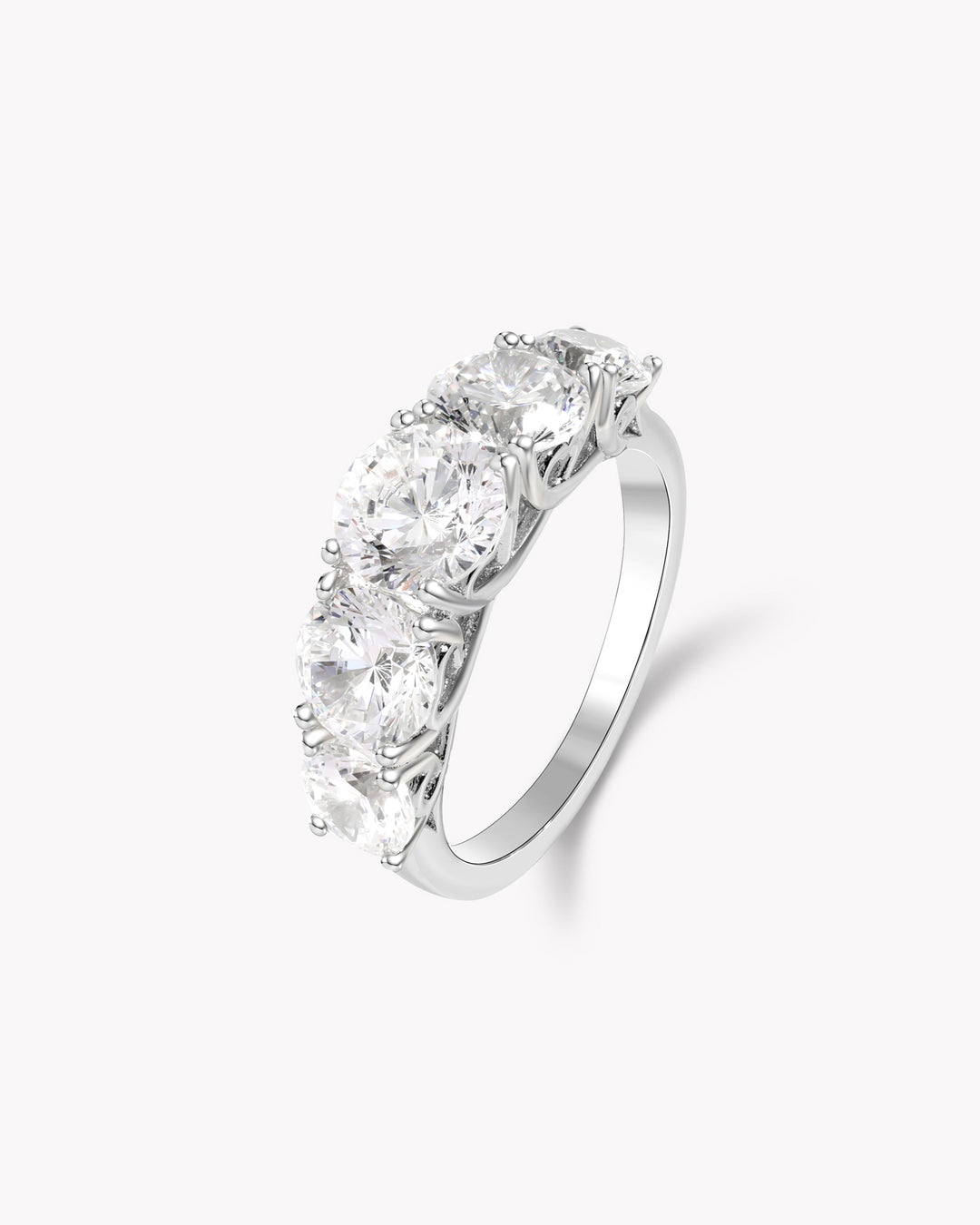 Five-Stone Round Diamond Platinum Ring