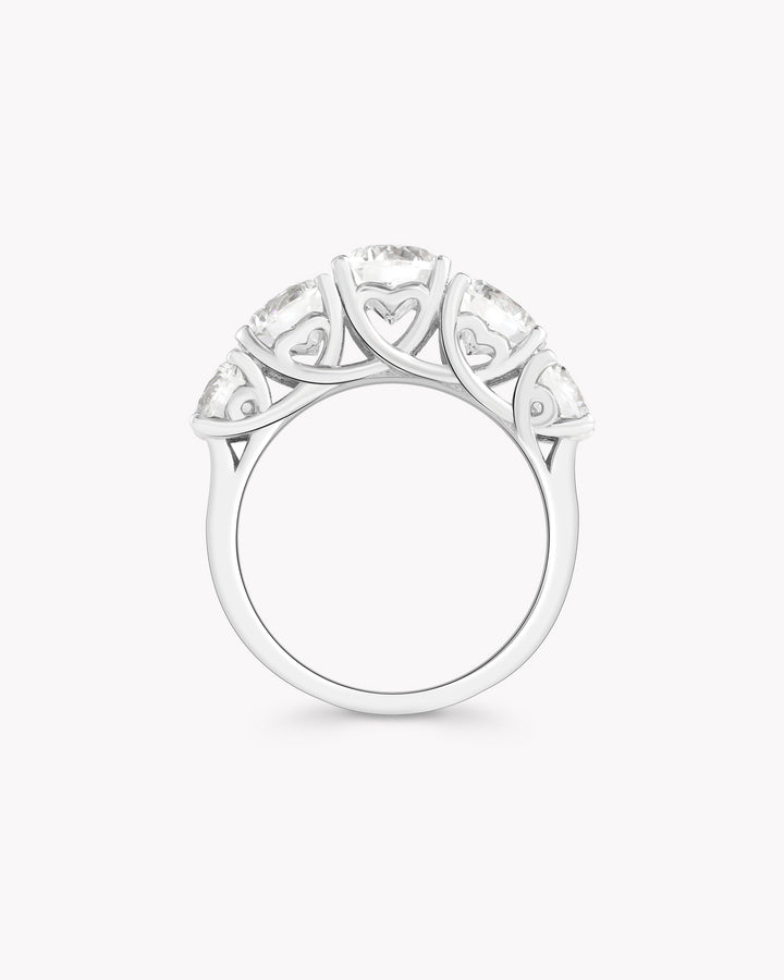 Five-Stone Round Diamond Platinum Ring