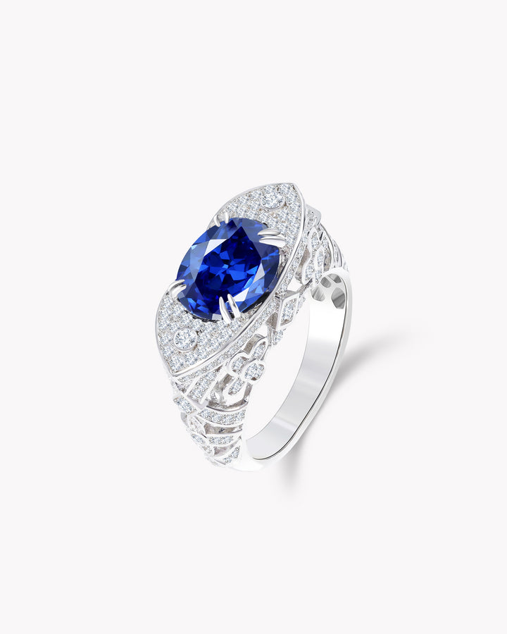 Art Deco Oval Sapphire Platinum Ring