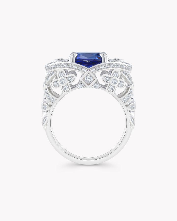 Art Deco Oval Sapphire Platinum Ring